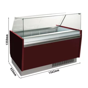Zmrzlinový pult LIAM - 1560mm - statický - pro 13+13x 5 litrové nádoby na zmrzlinu - granátová červená