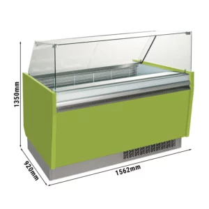 Zmrzlinový pult LIAM - 1560mm - statický - pro 13+13x 5 litrové nádoby na zmrzlinu - světle zelený