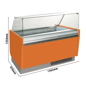 Zmrzlinový pult LIAM - 1560mm - statický - pro 13+13x 5 litrové nádoby na zmrzlinu - oranžový