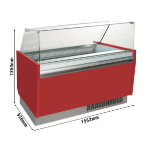 Zmrzlinový pult LIAM - 1560 mm - statický - pro 13+13x 5 litrové nádoby na zmrzlinu - červený