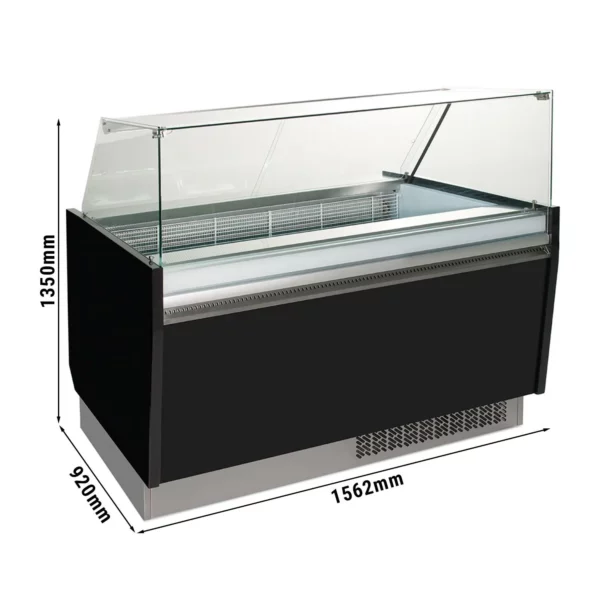 Zmrzlinový pult - Liam - 1560mm - s LED osvětlením - na 13 + 13 nádob - černý