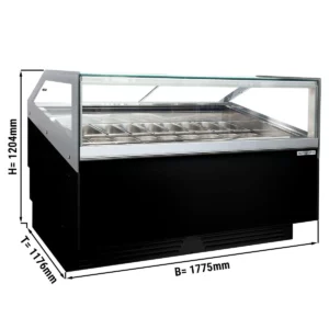 Zmrzlinový pult - 1700 mm - s LED osvětlením - pro 18x 5l nebo 12x 7l nádoby