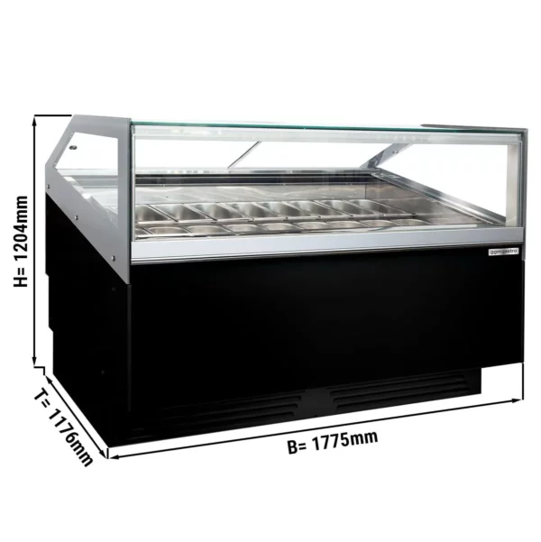 Zmrzlinový pult - 1700 mm - s LED osvětlením - pro 18x 5l nebo 12x 7l nádoby