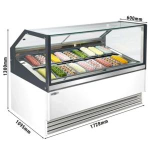 Zmrzlinový pult - Theo - 1730mm - s LED osvětlením - na 18 nádob - bílý