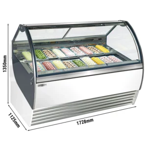 Zmrzlinový pult NOLAN - 1730 mm - cirkulující vzduch - pro 18x 5 litrové nádoby na zmrzlinu - bílý