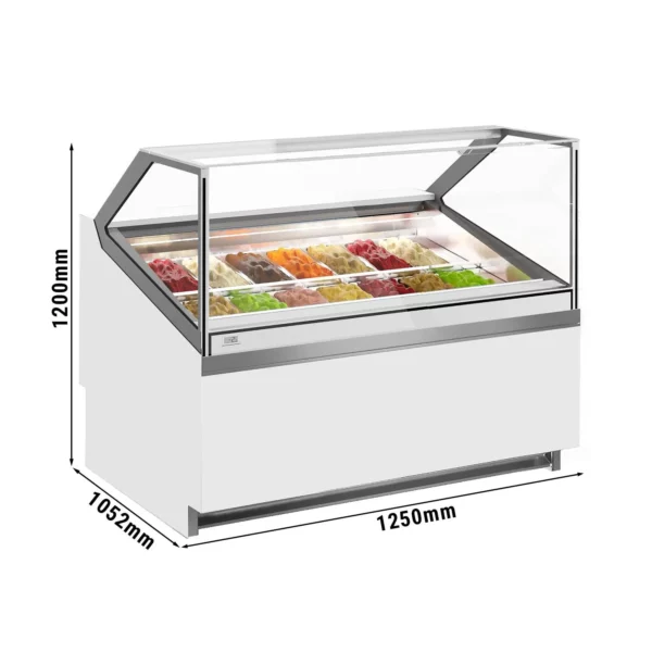 Zmrzlinový pult - Břečťan - 1250mm - s LED osvětlením - pro 14x 5l nádobu