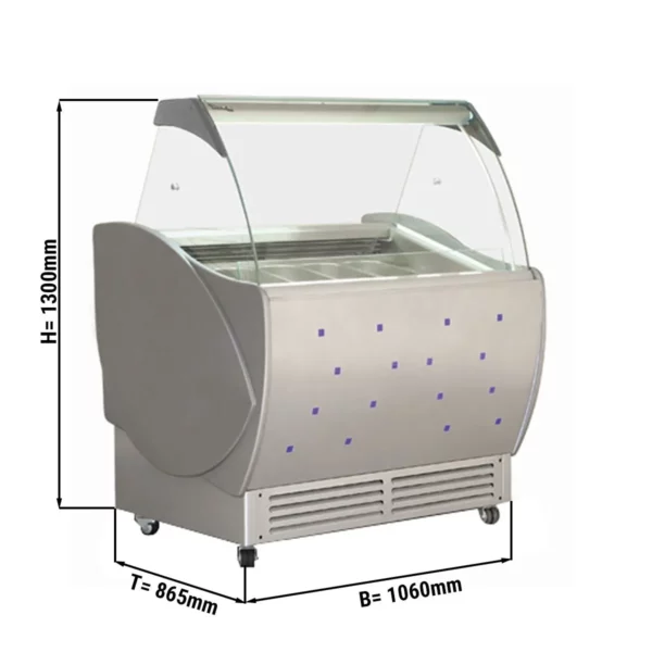 Zmrzlinový pult LUCA - 1060mm - cirkulující vzduch - s osvětlením - pro 7x 5 litrové nádoby na zmrzlinu