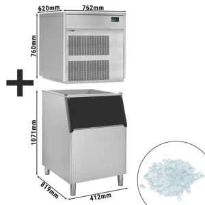 Výrobník ledových kostek - kostky - 403 kg/24 h - včetně zásobníku na led