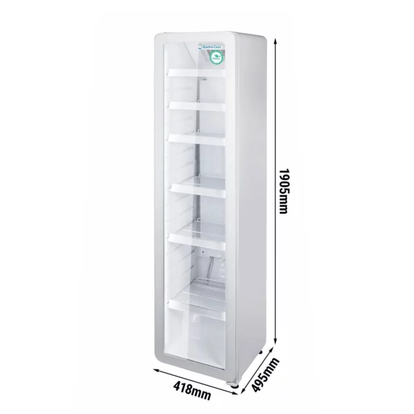 GASTRO COOL | Chladnička se skleněnými dveřmi - 220 litrů - úzká - 1 skleněné dveře - bílá