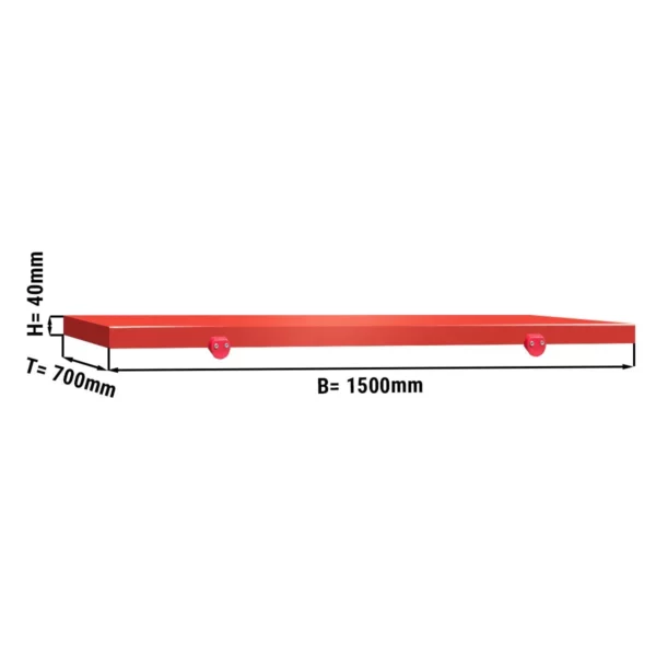 Krájecí deska na řeznický stůl - 1500x700mm - Červená