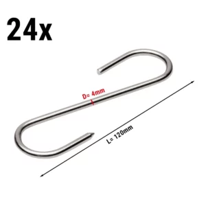 (24 kusů) háky na maso do skříně na zrání masa - délka 12 cm