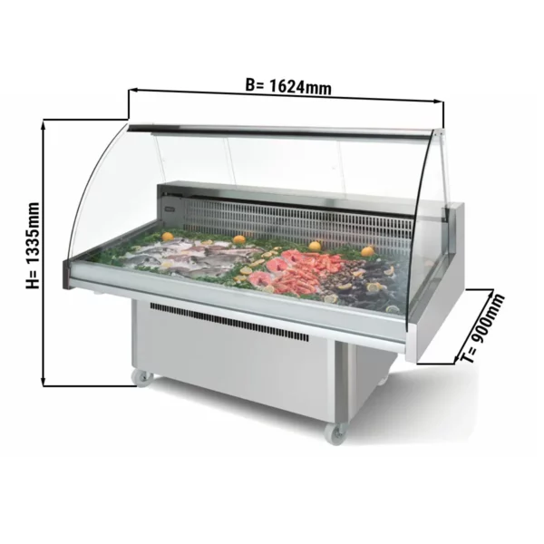 Chladící pult na ryby - 1640mm - s LED osvětlením