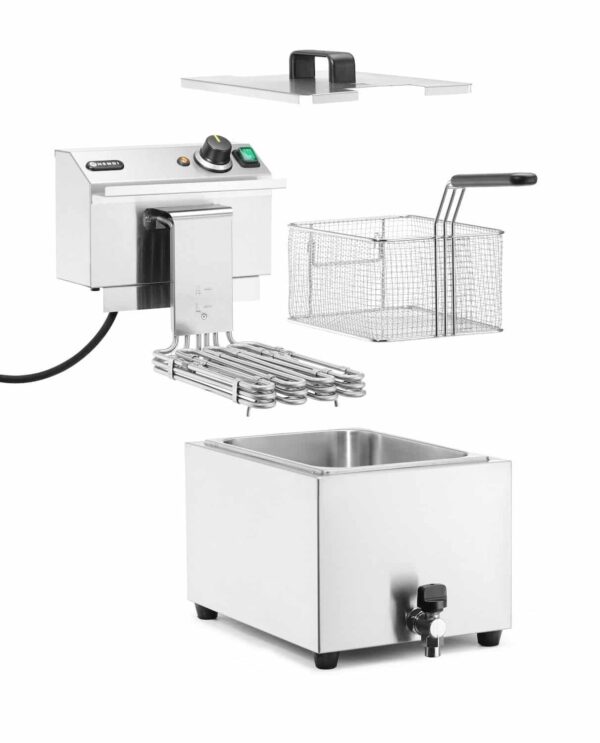 Profi Line Hloubková Fritéza XL s vypouštěcím kohoutkem, manuální, 10 l, 400 V, HENDI, Profi Line, 10L, 400V/6600W, 300x680x(H)420mm - Image 2