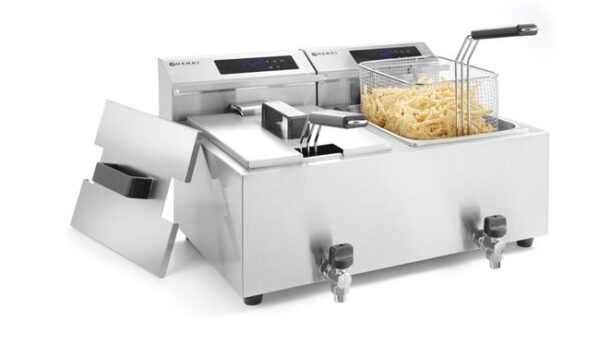 Fritéza s digitálním ovládacím panelem Profi Line s výpustným ventilem - 2x 8 l, HENDI, Profi Line, 16L, 230V/7000W, 605x515x(H)350mm - Image 3