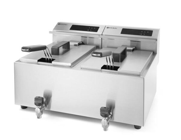 Fritéza s digitálním ovládacím panelem Profi Line s výpustným ventilem - 2x 8 l, HENDI, Profi Line, 16L, 230V/7000W, 605x515x(H)350mm - Image 4
