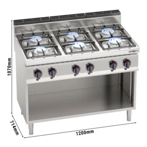 Plynový sporák - 31,5 kW - 6 hořáků