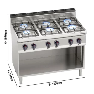 Plynový sporák - 33,5 kW - 6 hořáků