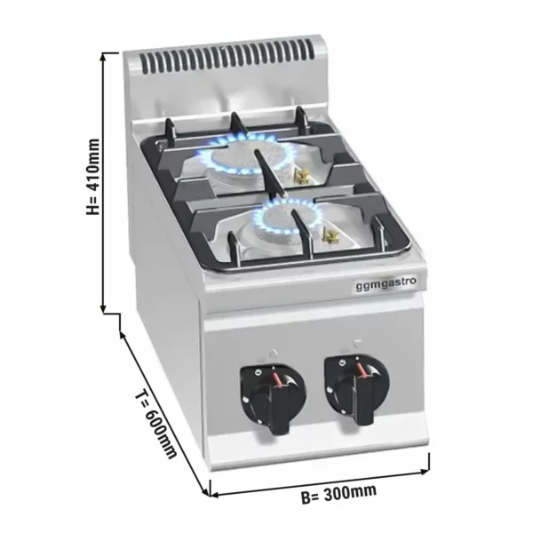 Plynový sporák - 9,5 kW - 2 hořáky