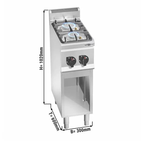 Plynový sporák - 9,5 kW - 2 hořáky