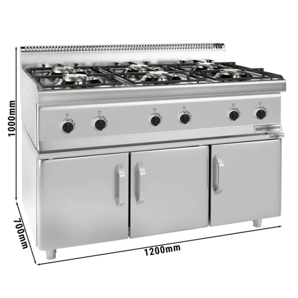 Plynový sporák - 36 kW - 6 hořáků - včetně podstavce se 3 dvířky - Image 7