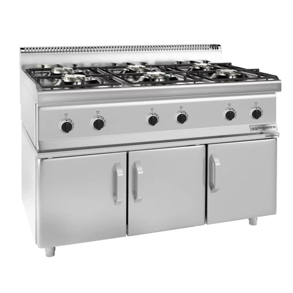 Plynový sporák - 36 kW - 6 hořáků - včetně podstavce se 3 dvířky