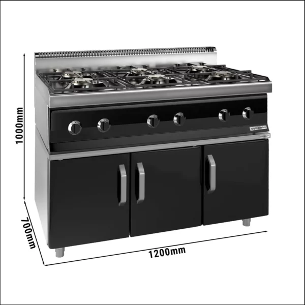 Plynový sporák - 36 kW - 6 hořáků - včetně podstavce se 3 dvířky - Image 6