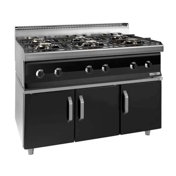 Plynový sporák - 36 kW - 6 hořáků - včetně podstavce se 3 dvířky