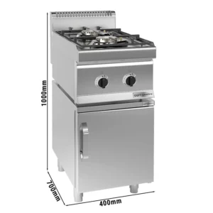 Plynový sporák - 10 kW - 2 hořáky - včetně podstavce s 1 dvířky