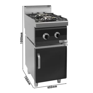 Plynový sporák - 10 kW - 2 hořáky - včetně podstavce s 1 dvířky