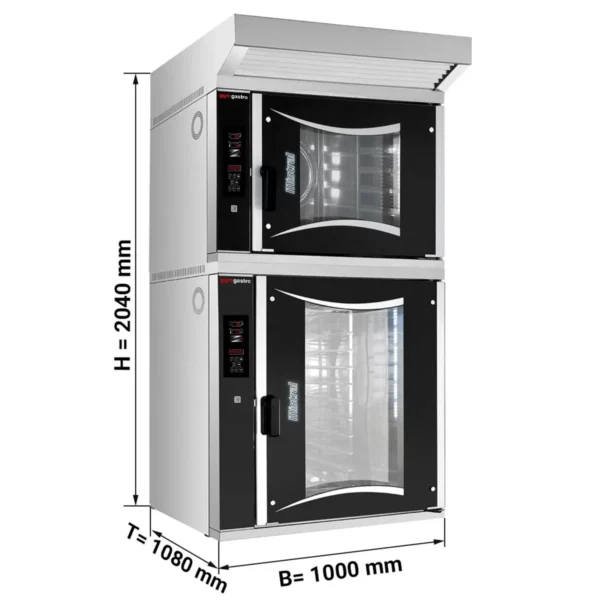 2x pekárenská plynová horkovzdušná trouba - digitální - 6x + 10x EN 60x40 - včetně digestoře