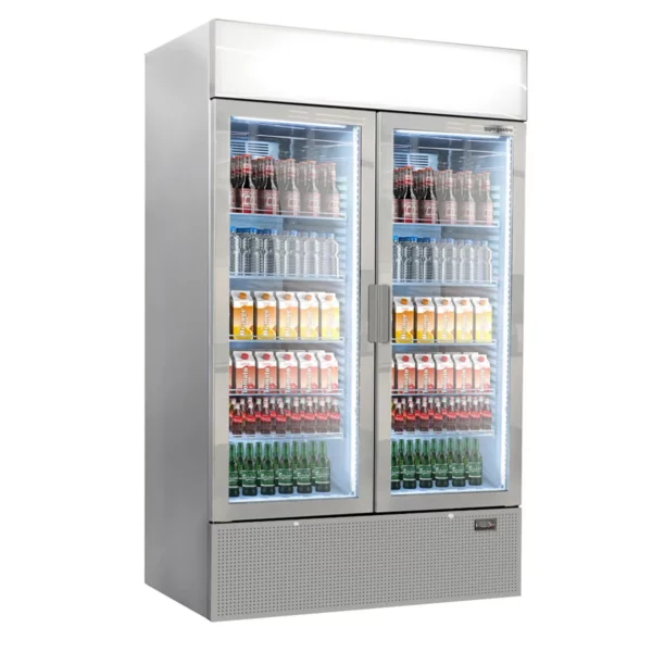 Chladnička na nápoje - 1200 litrů - bezrámové provedení - 2 skleněné dveře a reklamní stojan - Image 5