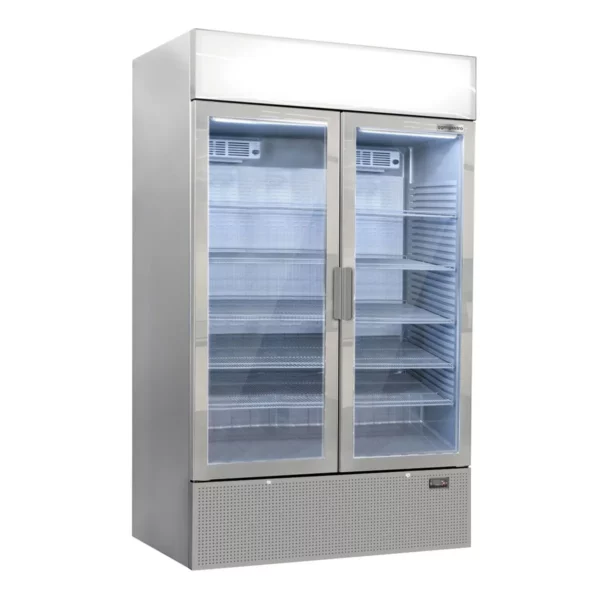 Chladnička na nápoje - 1200 litrů - bezrámové provedení - 2 skleněné dveře a reklamní stojan - Image 6