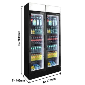 (2 kusy) chladnička na nápoje - 290 litrů - bezrámové provedení - 2 skleněná dvířka & reklamní stojan