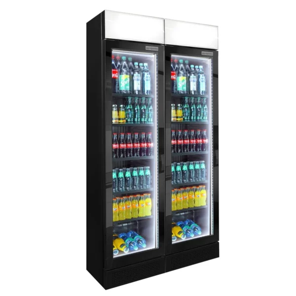 (2 kusy) chladnička na nápoje - 290 litrů - bezrámové provedení - 2 skleněná dvířka & reklamní stojan - Image 5