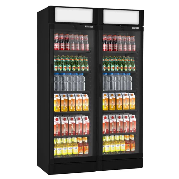 (2 kusy) chladnička na nápoje - 690 litrů - 2 skleněné dveře a reklamní stojan - Image 4