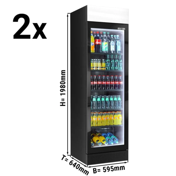 (2 kusy) chladnička na nápoje - 690 litrů - bezrámové provedení - 2 skleněná dvířka & reklamní stojan - Image 12