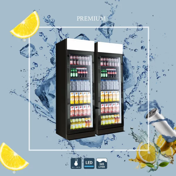 Chladnička na nápoje - 345 litrů - bezrámové provedení - 1 skleněná dvířka a reklamní stojan - Image 2