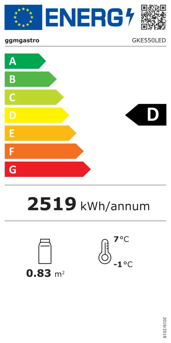 Chladnička na nápoje - 550 litrů - bezrámové provedení - 1 skleněné dveře a barevné LED světlo - Image 12