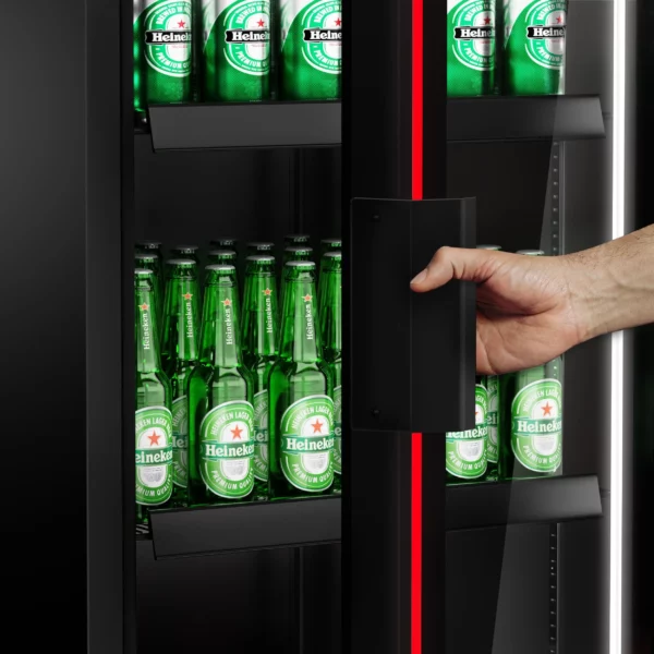 Chladnička na nápoje - 550 litrů - bezrámové provedení - 1 skleněné dveře a barevné LED světlo - Image 13