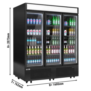 Chladnička na nápoje - 1325 litrů - 3 skleněné dveře a reklamní stojan