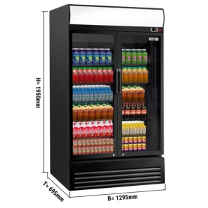 Chladnička na nápoje - 880 litrů - 2 skleněné dveře a reklamní stojan