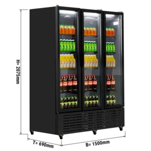 Chladnička na nápoje - 1500 litrů - 3 skleněné dveře a LED osvětlení