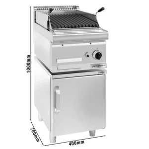 Plynový lávový gril (7 kW) - sklopný grilovací rošt - vč. podstavce s 1 dveřmi