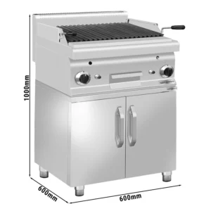 Plynový lávový gril (10,6 kW) - sklopný grilový rošt - vč. spodního dílu se 2 dveřmi