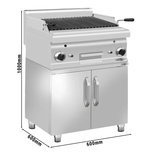 Plynový lávový gril (10,6 kW) - sklopný grilový rošt - vč. spodního dílu se 2 dveřmi
