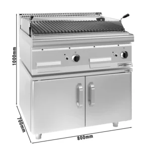 Plynový lávový gril (14 kW) - sklopný grilovací rošt - vč. podstavce se 2 dveřmi