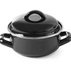 Hrniec na polievky a omáčky s pokrievkou, HENDI, čierny, 0,65L, ø135x(H)110mm