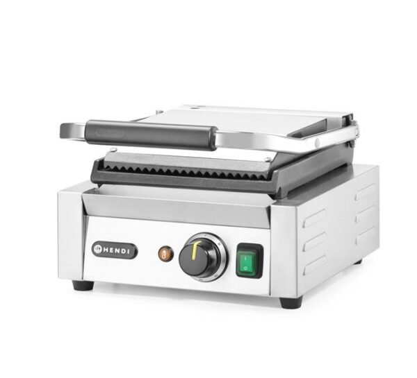 Jednoduchý kontaktní gril, HENDI, drážkovaný vrch a hladké dno, 230V/1800W, 310x400x(H)510mm - Image 4