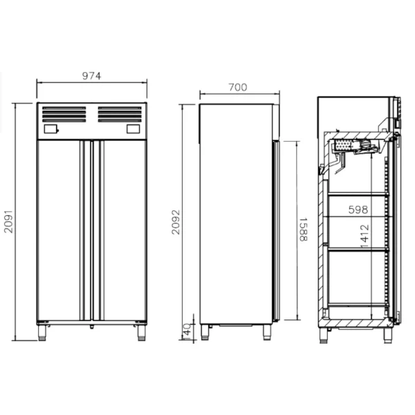 Chladnička PREMIUM PLUS - GN 1/1 - 745 litrů - se 2 dveřmi - Image 7