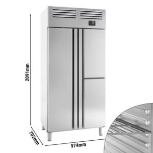Chladnička PREMIUM PLUS - GN 1/1 - 745 litrů - s 1 dveřmi a 2 polovičními dveřmi z nerezavějící oceli